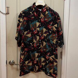 Birma Bibas Millennium 2000 Men's Size /XL 100% Silk S/S B/D Shirt. Multi color.